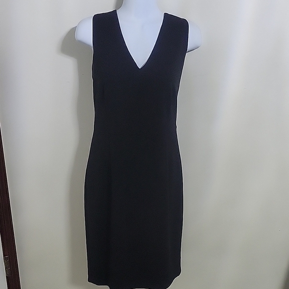 Calvin Klein Black V-Neck Sleeveless Sheath Dress - Picture 1 of 3